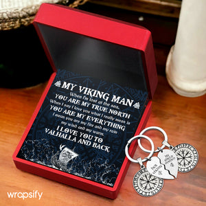 Wrapsify Viking Compass Couple Keychains Handbag & Wallet Accessories - Ragnar Lotbrok Gifts For Men, Viking Man, Boyfriend, Husband - Gkdl26004