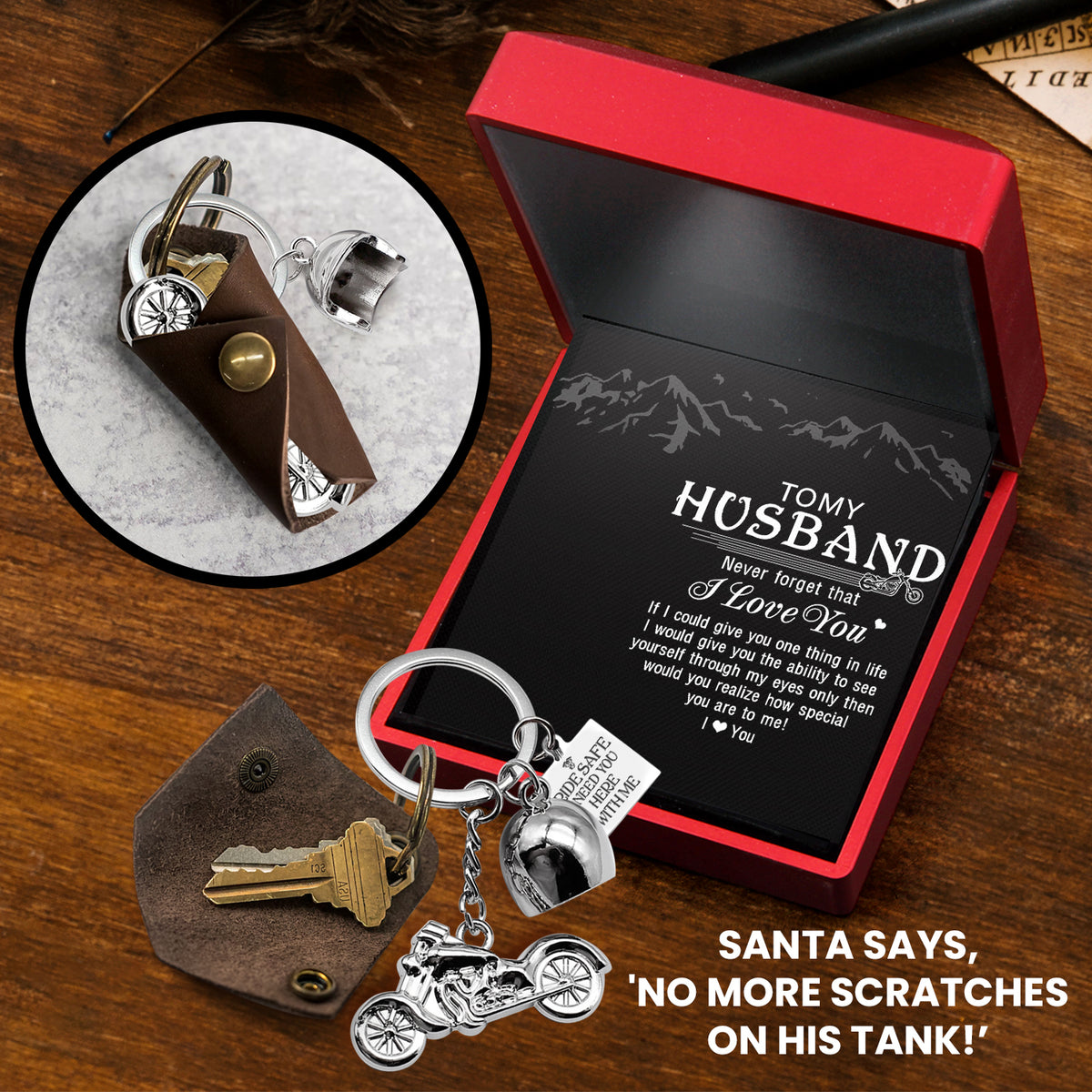 Personalized Classic Bike Keychain - To My Husband - Ride Safe I Need You Here With Me - Gkt14001