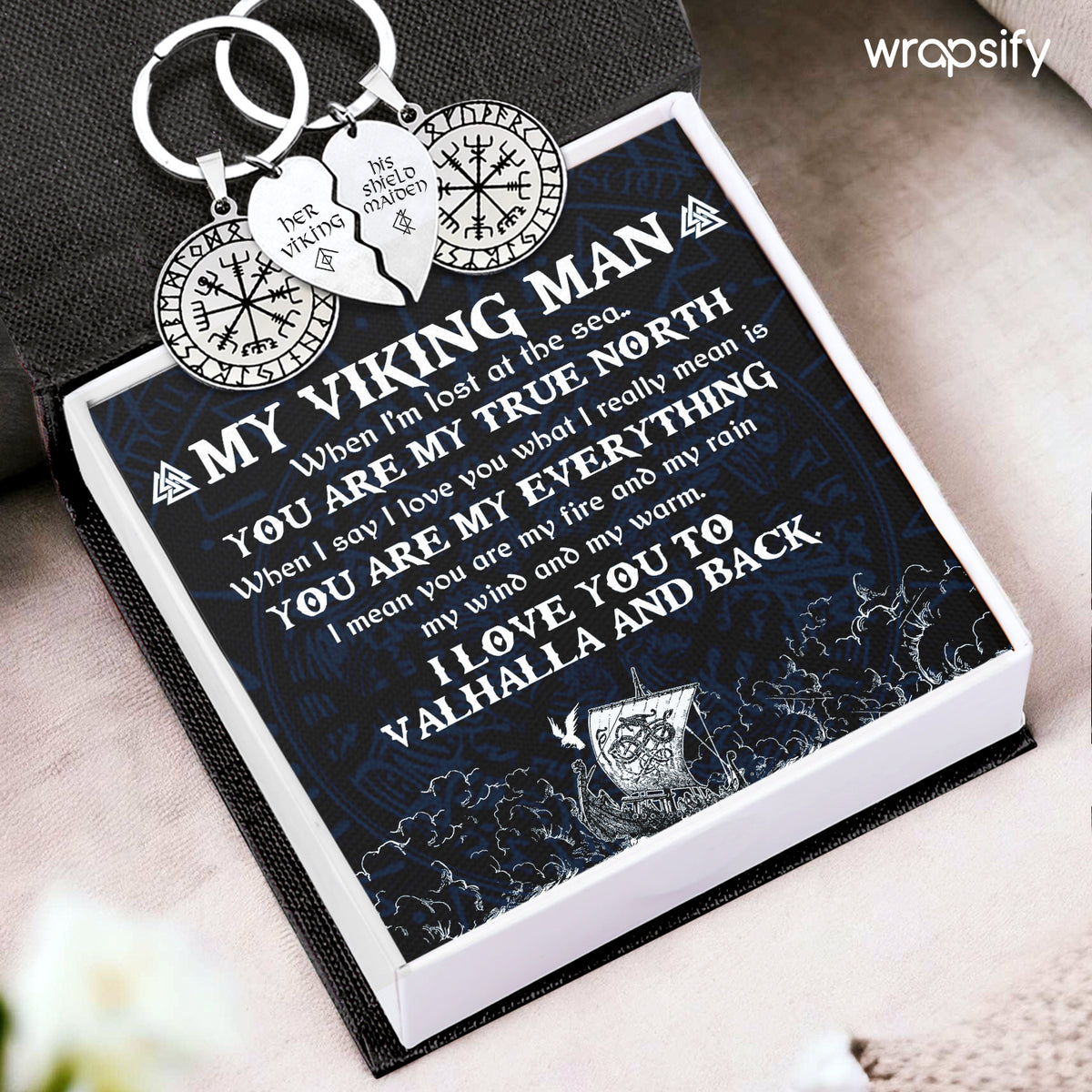 Viking Compass Couple Keychains - Viking - To My Man - You Are My Everything - Gkdl26004