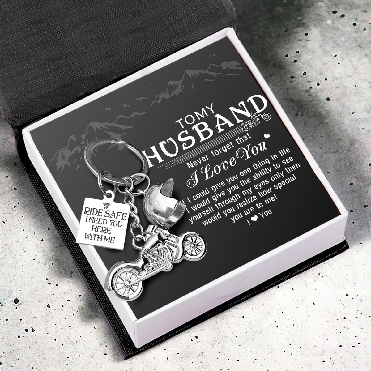 Personalized Classic Bike Keychain - To My Husband - Ride Safe I Need You Here With Me - Gkt14001