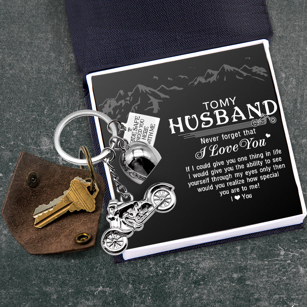 Personalized Classic Bike Keychain - To My Husband - Ride Safe I Need You Here With Me - Gkt14001