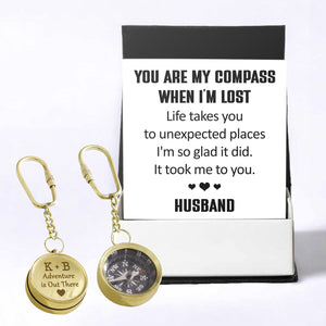 Personalized Brass Compass Keychain - Family - To My Wife - You Are My Compass When I'm Lost - Gkqj15002