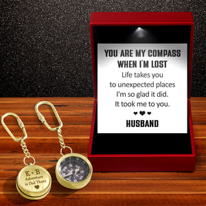 Personalized Brass Compass Keychain - Family - To My Wife - You Are My Compass When I'm Lost - Gkqj15002