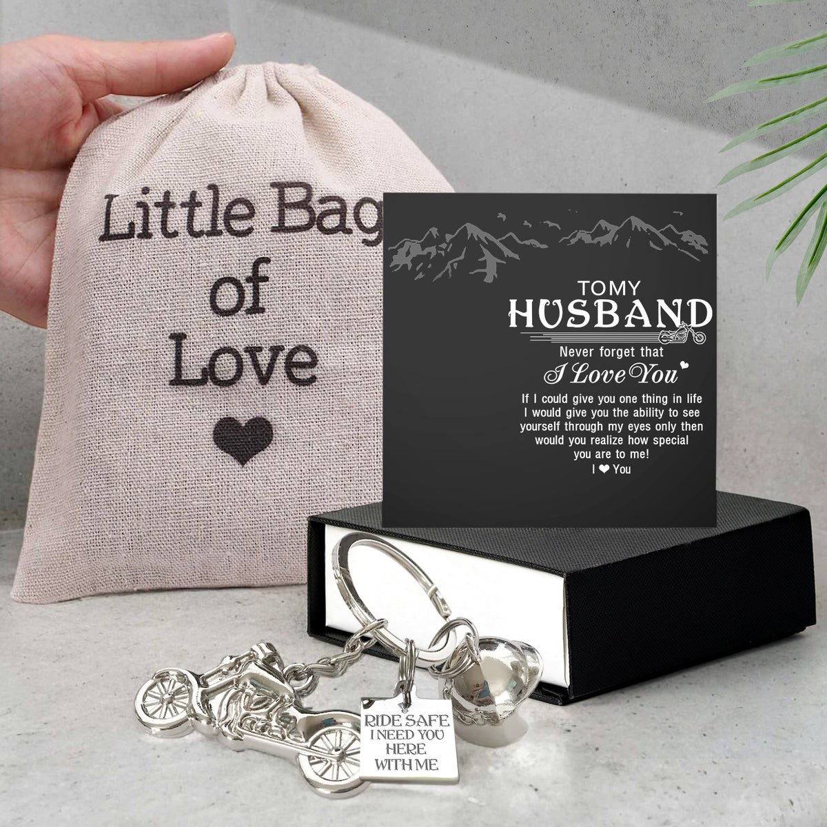 Personalized Classic Bike Keychain - To My Husband - Ride Safe I Need You Here With Me - Gkt14001