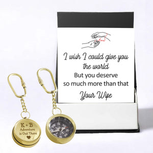 Personalized Brass Compass Keychain - Family - To My Husband - I Wish I Could Give You The World - Gkqj14001