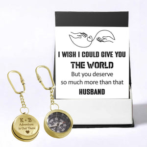 Personalized Brass Compass Keychain - Family - To My Wife - I Wish I Could Give You The World - Gkqj15001