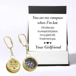 Personalized Brass Compass Keychain - Family - To My Boyfriend - You Are My Compass When I'm Lost - Gkqj12002