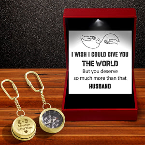 Personalized Brass Compass Keychain - Family - To My Wife - I Wish I Could Give You The World - Gkqj15001