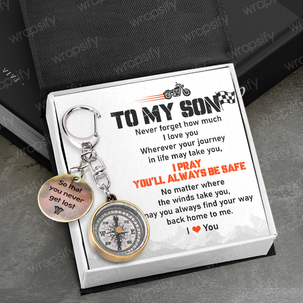 Mini Compass Keychain - Biker - To My Son - Never Forget How Much I Love You - Gkez16002