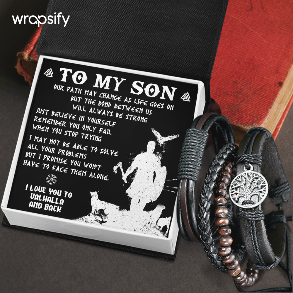 Viking Yggdrasil Bracelet - Viking - To My Son - Remember You Only Fail When You Stop Trying - Gbag16006
