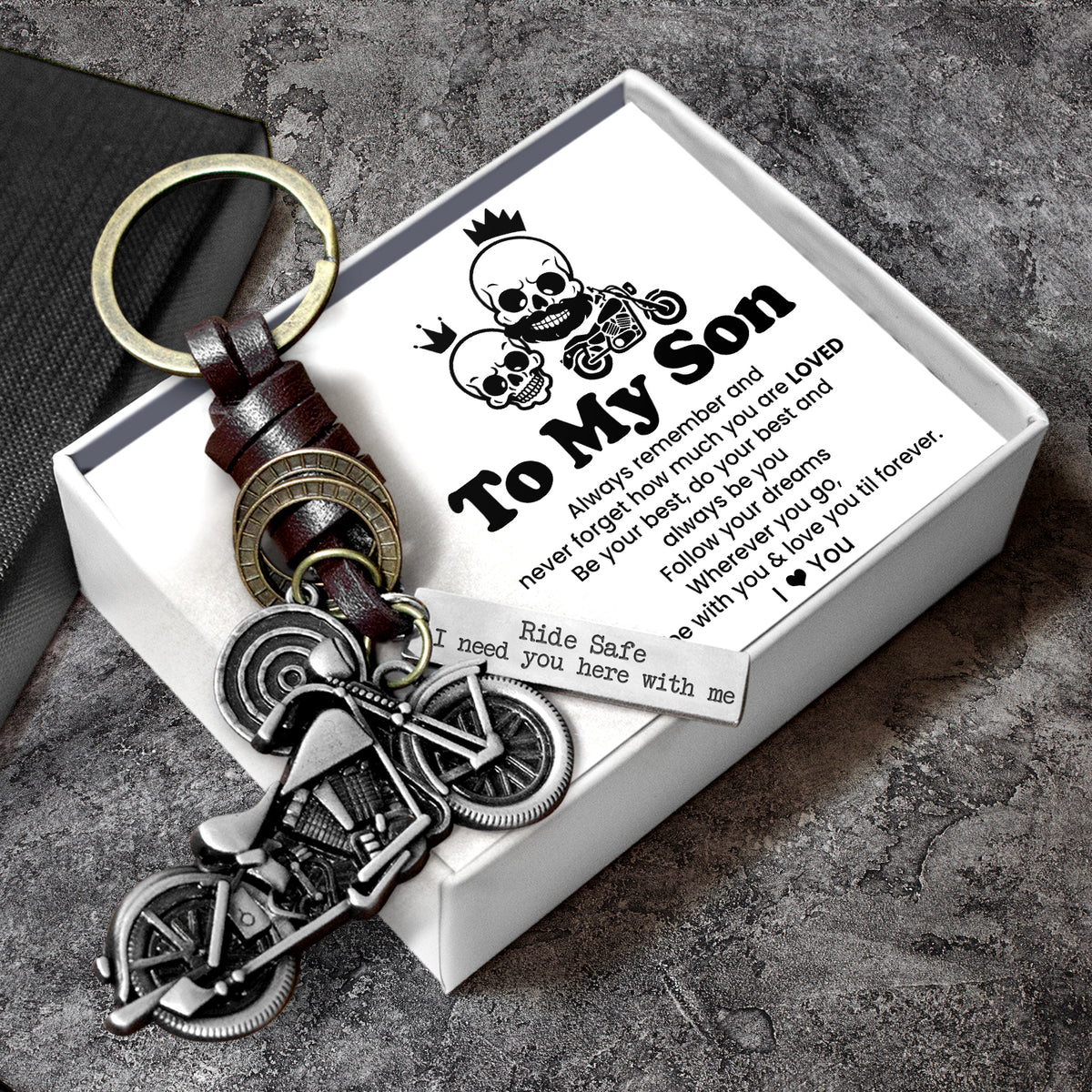 Motorcycle Keychain - Biker - To My Son - Ride Safe I Need You Here With Me - Gkx16016