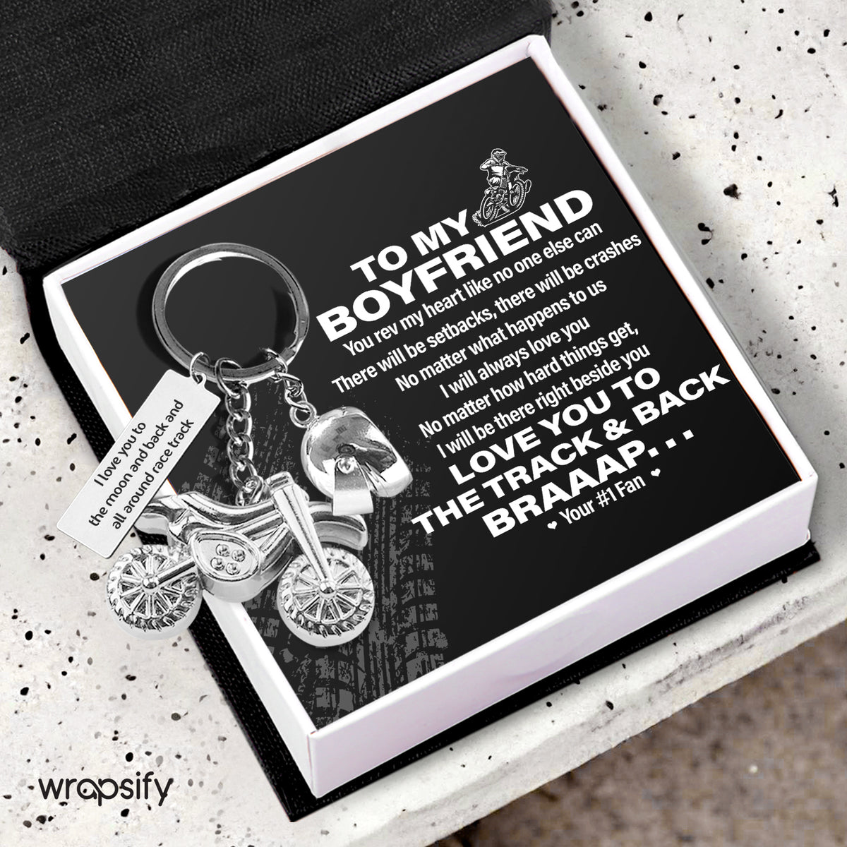 Dirt Bike Helmet Keychain - Biker - To My Boyfriend - I Will Be There Right Beside You - Gkey12006