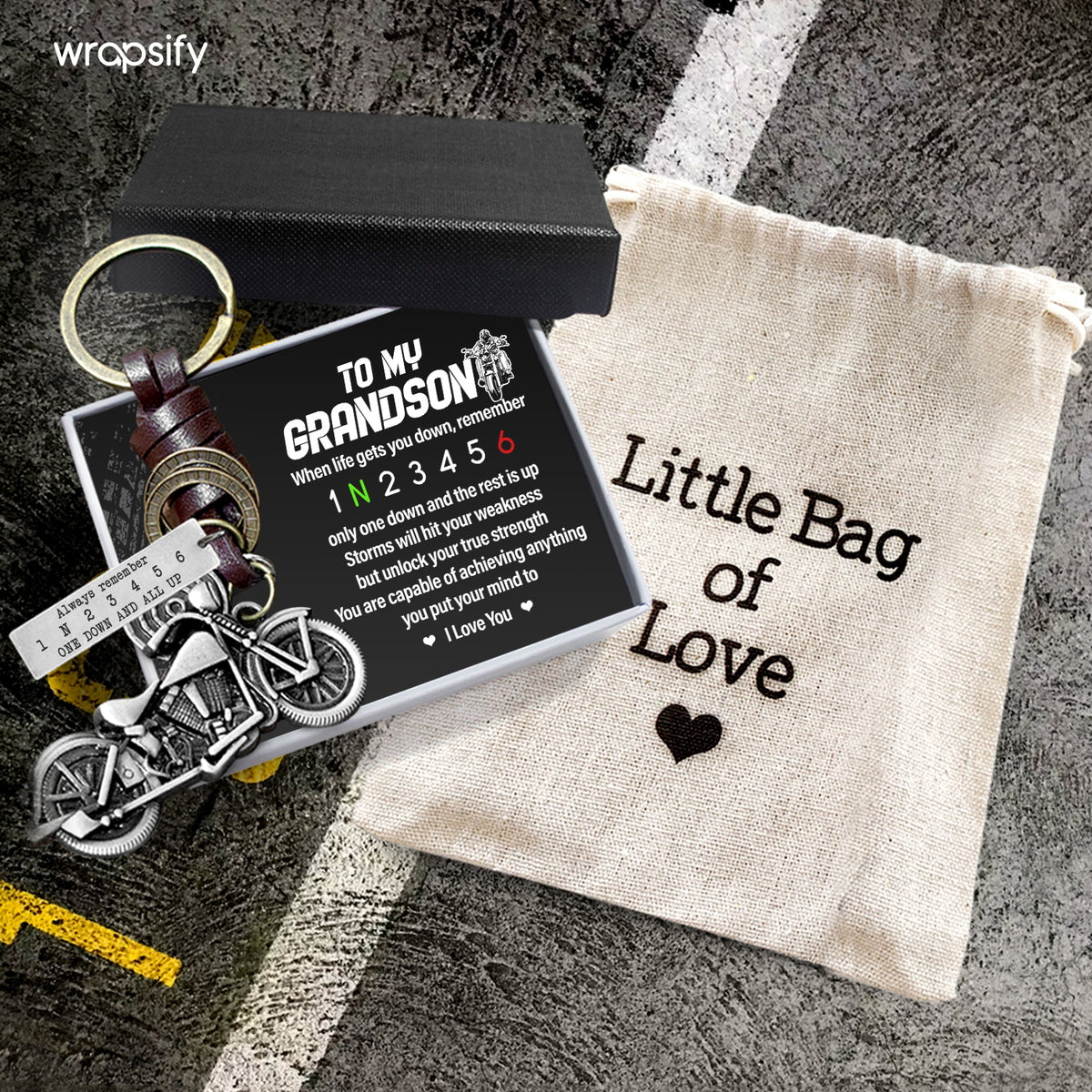 Motorcycle Keychain - Biker - To My Grandson - Unlock Your True Strength - Gkx22005