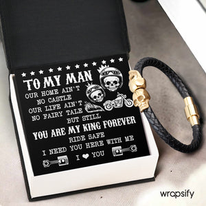 Skull Cuff Bracelet - Biker - To My Man - You Are My King Forever - Gbbh26033