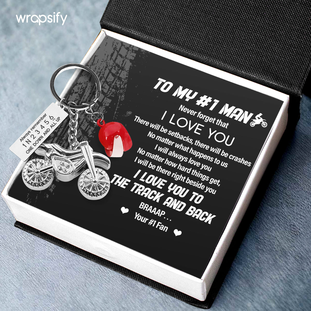 Dirt Bike Helmet Keychain - Biker - To My #1 Man - I Will Always Love You - Gkey26006