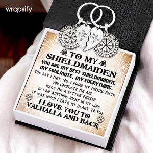 Viking Compass Couple Keychains - Viking - To My Shieldmaiden - I Love You To Valhalla And Back - Gkdl13003