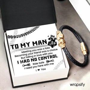 Skull Cuff Bracelet - Biker - To My Man - Falling In Love With You I Had No Control - Gbbh26032