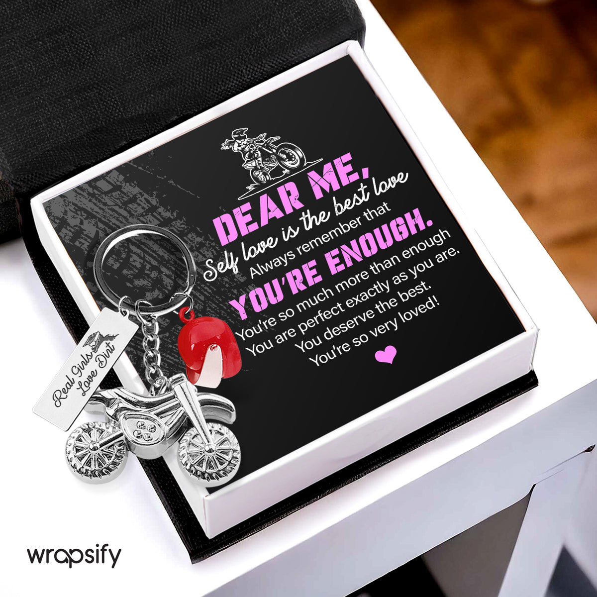 Dirt Bike Helmet Keychain - Biker - To Myself - Always Remember That You’re Enough - Gkey34002