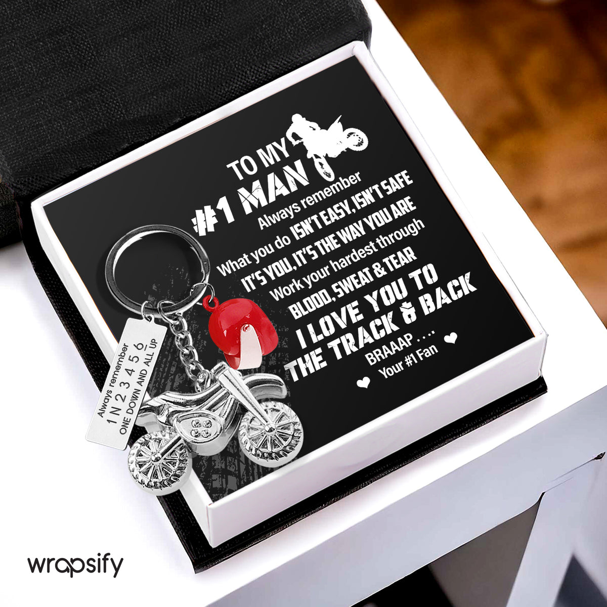 Dirt Bike Helmet Keychain - Biker - To My #1 Man - I Love You To The Track & Back - Gkey26005