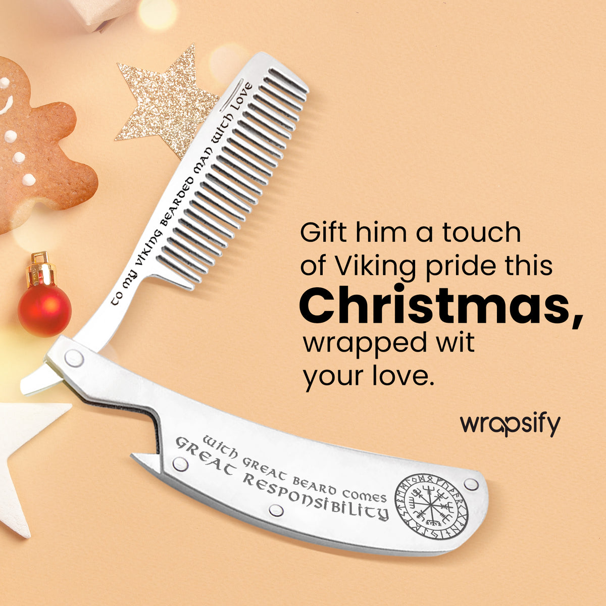 Folding Comb - To My Viking Bearded Man With Love - Gec26005