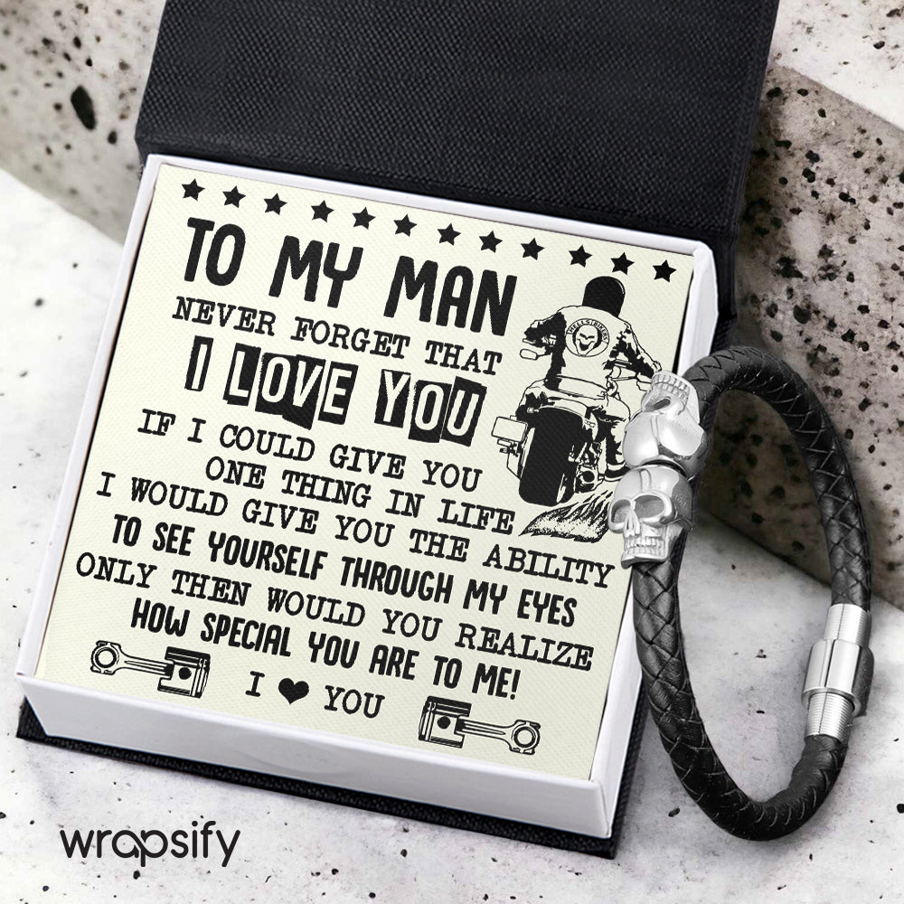 Skull Cuff Bracelet - Biker - To My Man - How Special You Are To Me - Gbbh26031