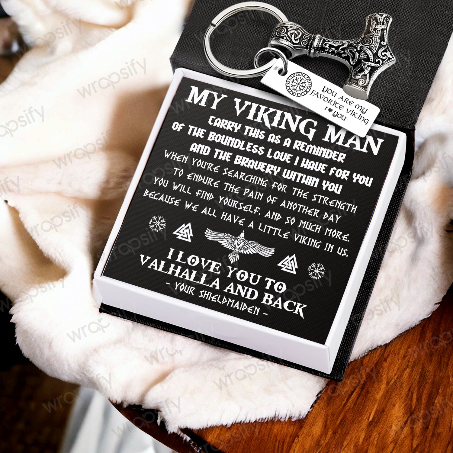 Viking Thor Keychain - Viking - To My Viking Man - I Love You To Valhalla And Back - Gkbv26004
