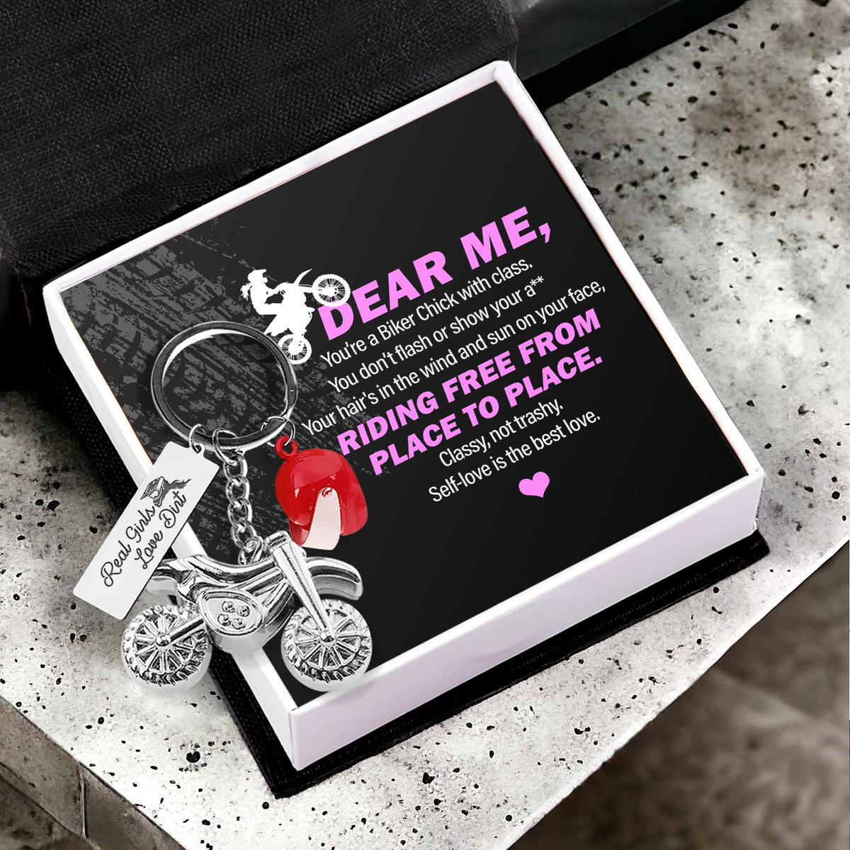 Dirt Bike Helmet Keychain - Biker - To Myself - Riding Free From Place To Place - Gkey34004