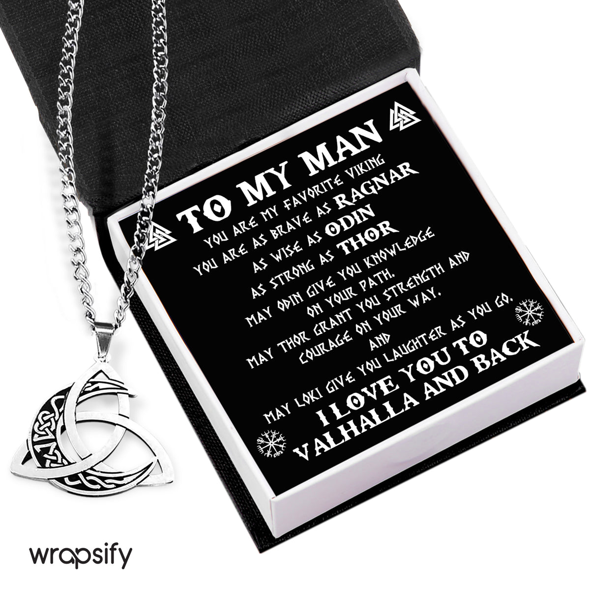 Triple Moon Necklace - Viking - To My Man - You Are As Brave As Ragnar - Gnya26004