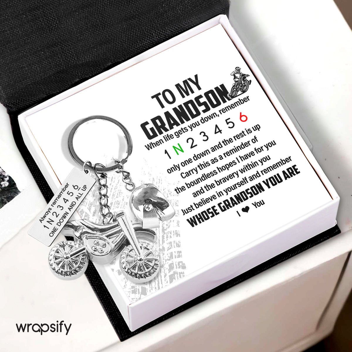 Dirt Bike Helmet Keychain - Biker - To My Grandson - Just Believe In Yourself - Gkey22003