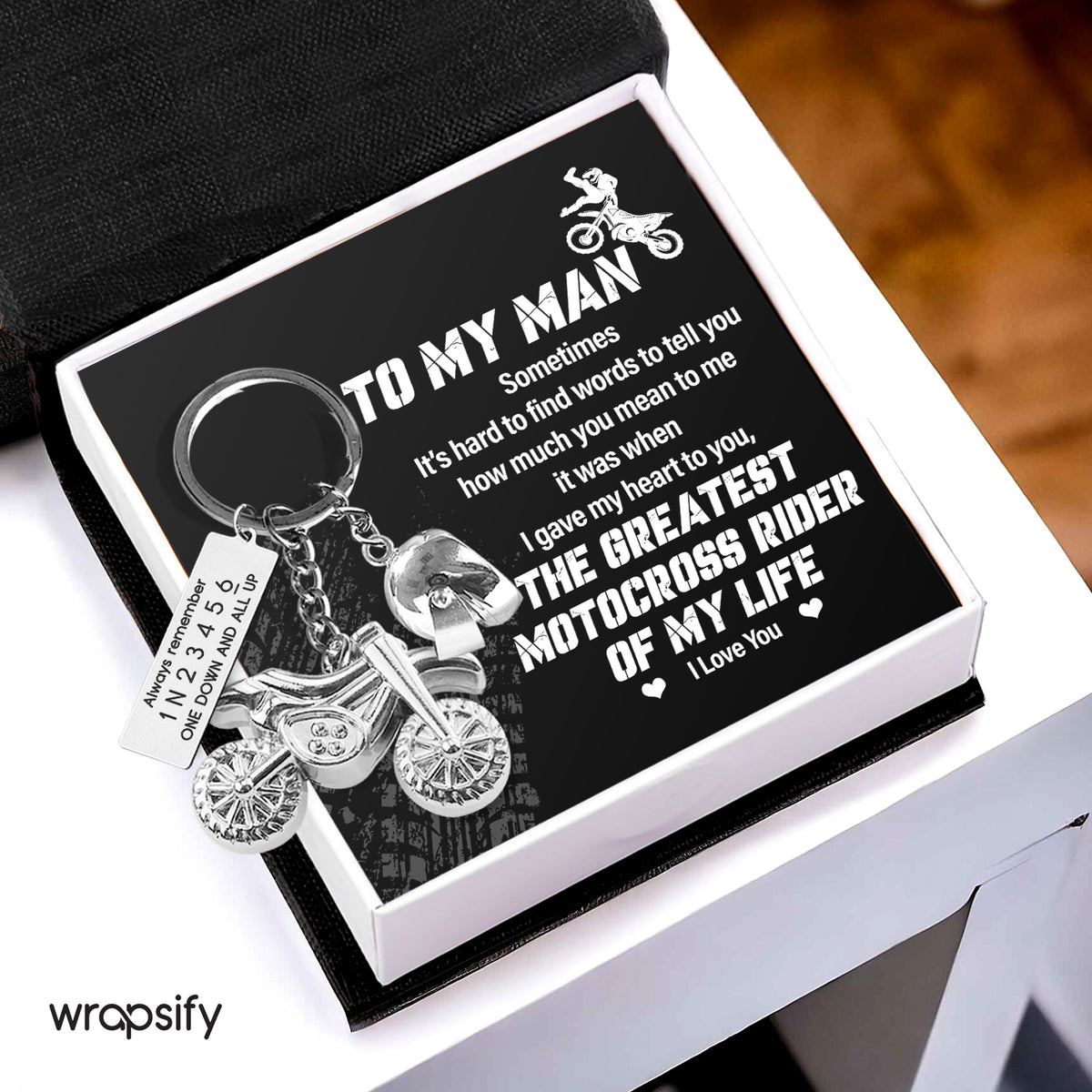 Dirt Bike Helmet Keychain - Biker - To My Man - The Greatest Motocross Rider Of My Life - Gkey26004