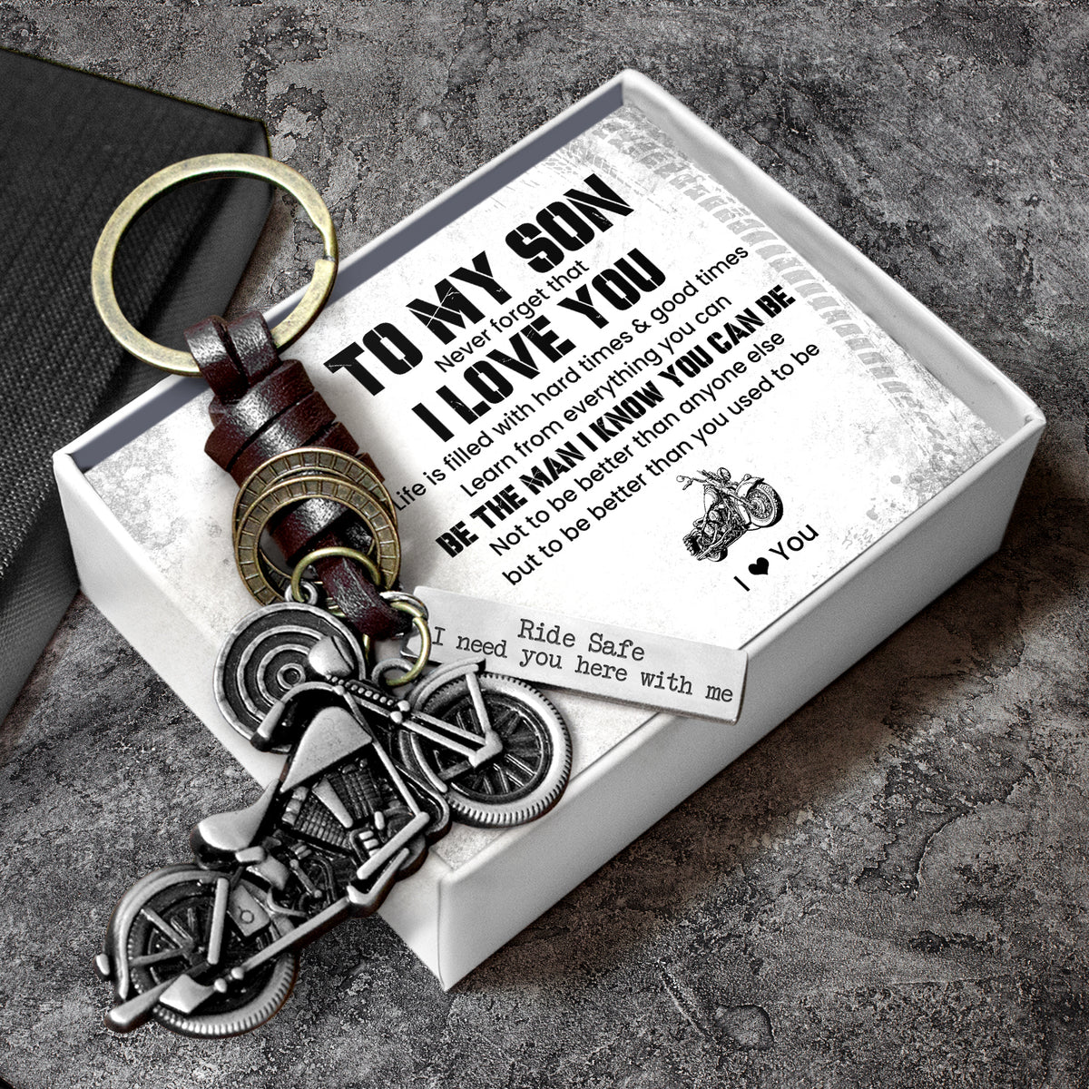 Motorcycle Keychain - Biker - To My Son - Never Forget That I Love You - Gkx16014