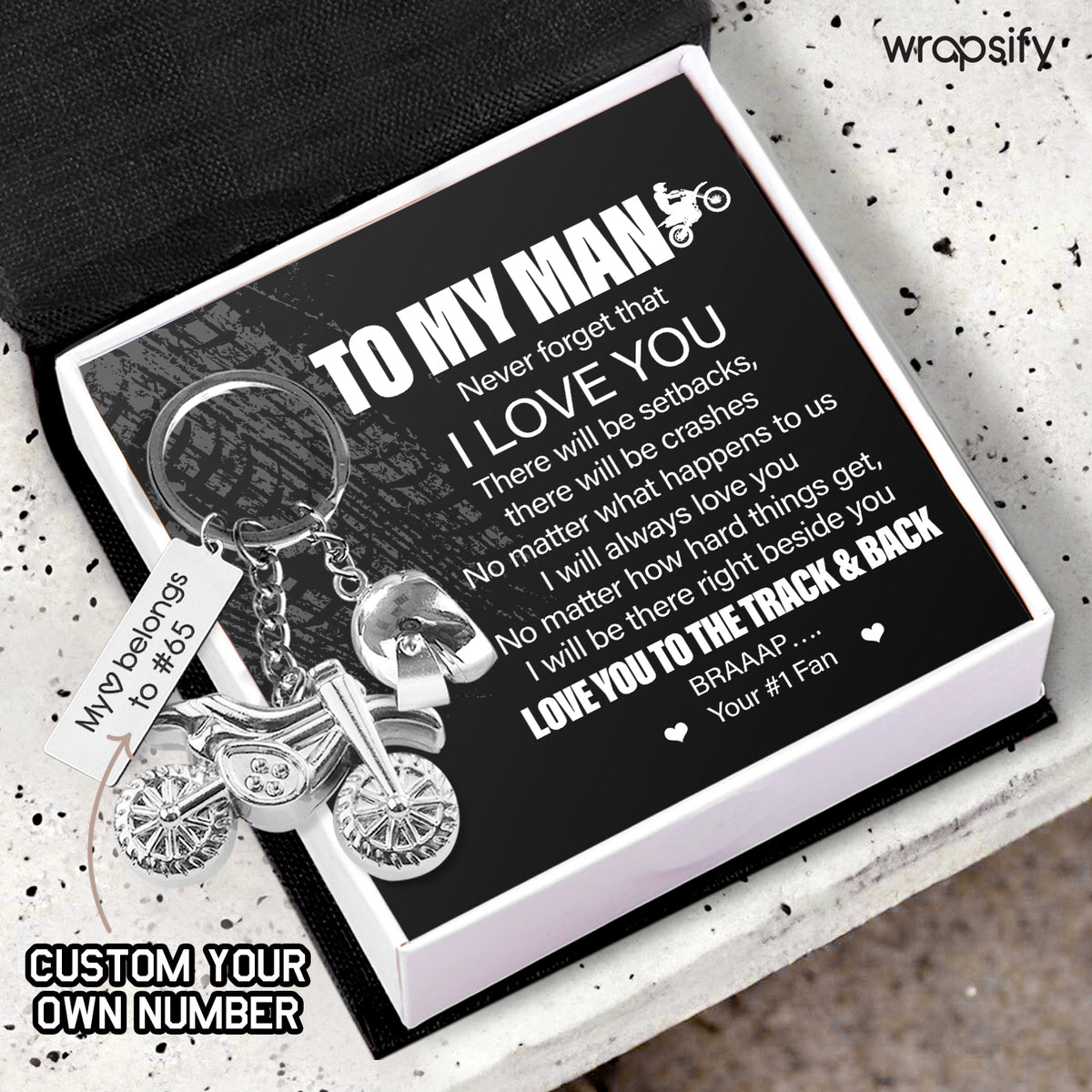 Personalized Dirt Bike Helmet Keychain - Biker - To My Man - I Will Always Love You - Gkey26009