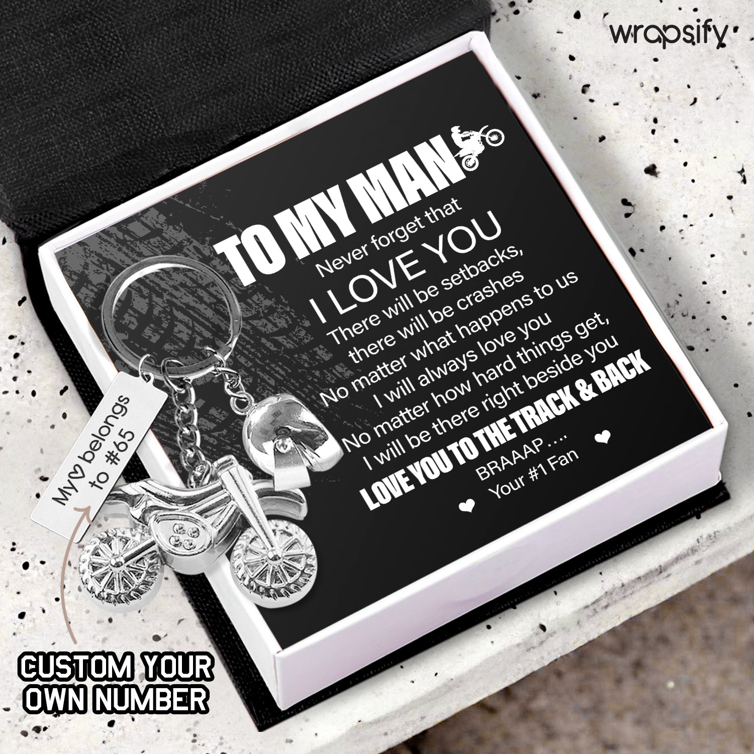 Personalized Dirt Bike Helmet Keychain - Biker - To My Man - I Will Always Love You - Gkey26009