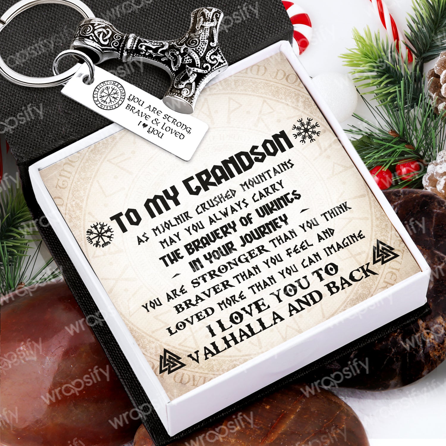 Viking Thor Keychain - Viking - To My Grandson - I Love You To Valhalla & Back - Gkbv22003