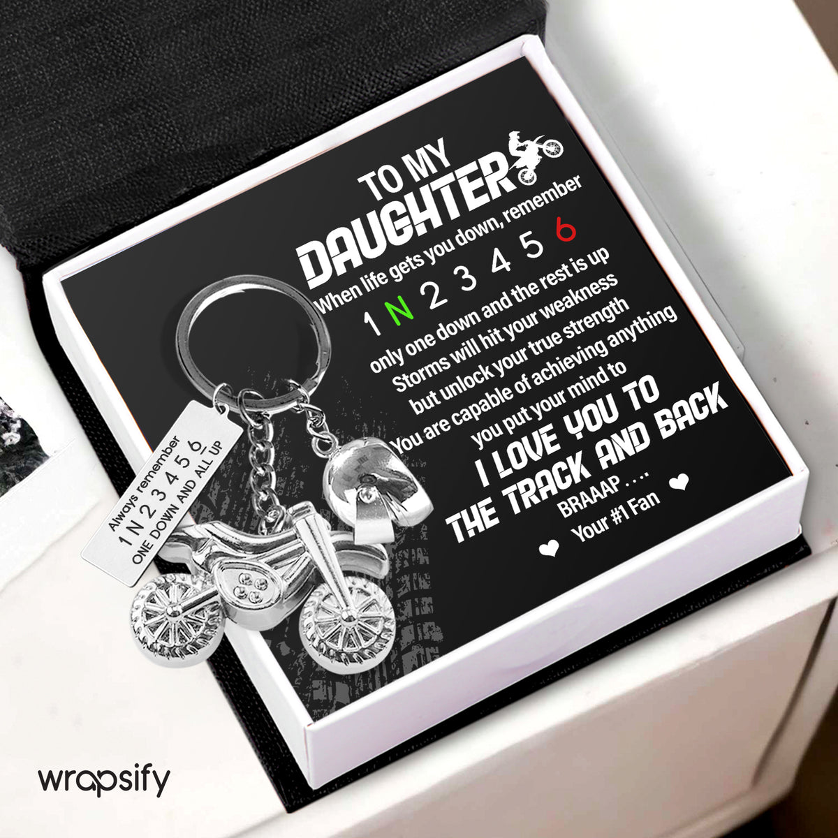 Dirt Bike Helmet Keychain - Biker - To My Daughter - I Love You To The Track & Back - Gkey17001