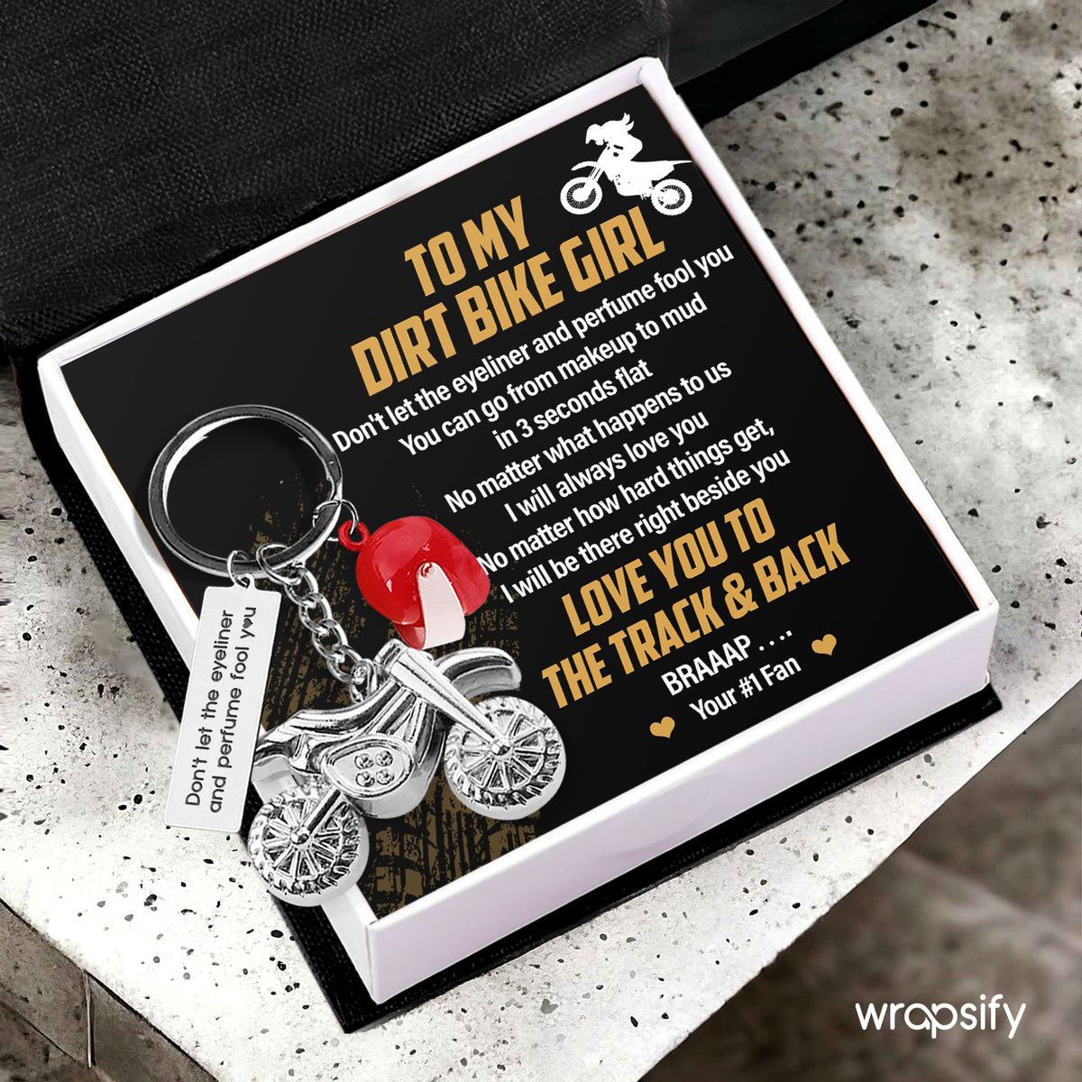 Dirt Bike Helmet Keychain - Biker - To My Dirt Bike Girl - I Will Be There Right Beside You - Gkey13001