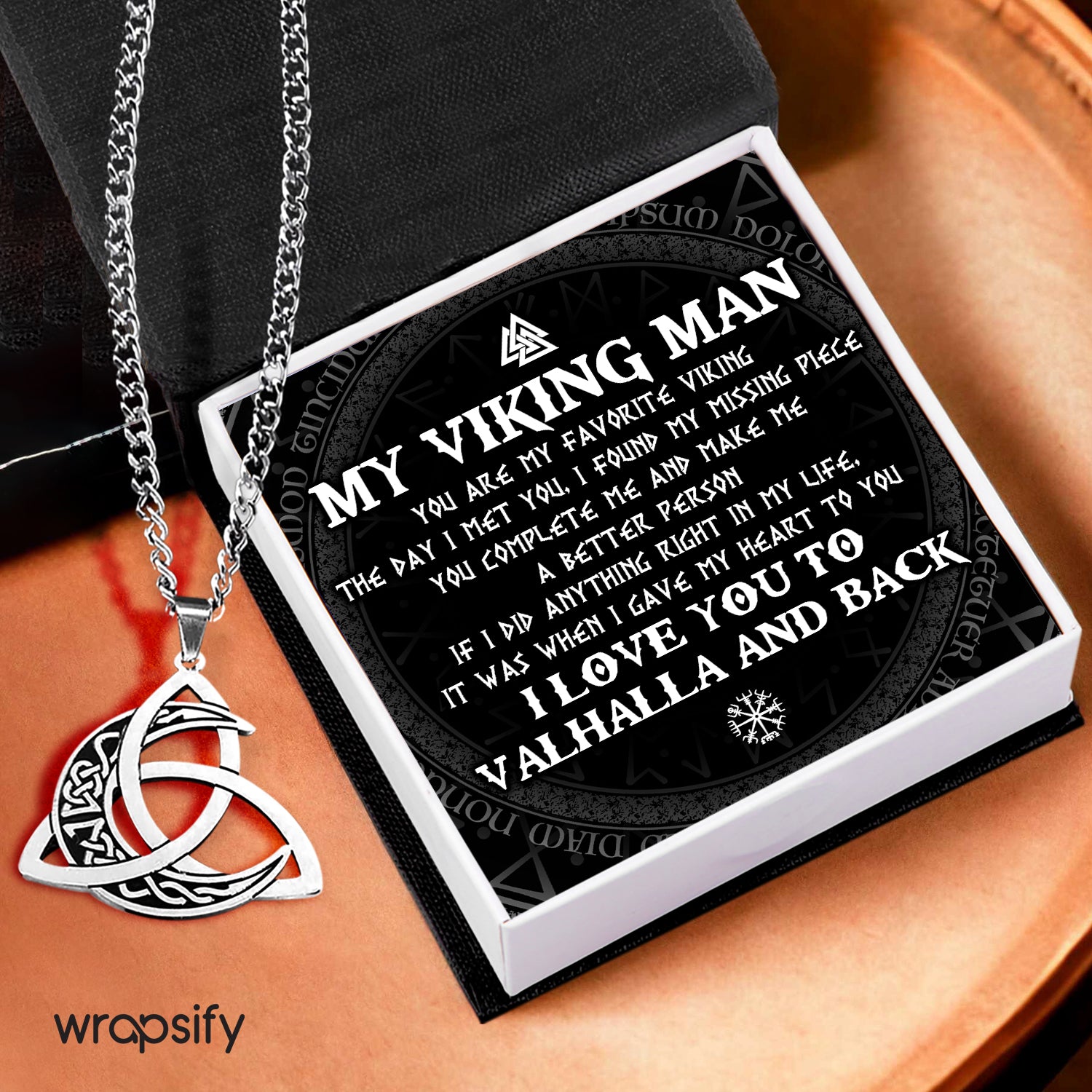 Triple Moon Necklace - Viking - To My Viking Man - The Day I Met You, I Found My Missing Piece - Gnya26002