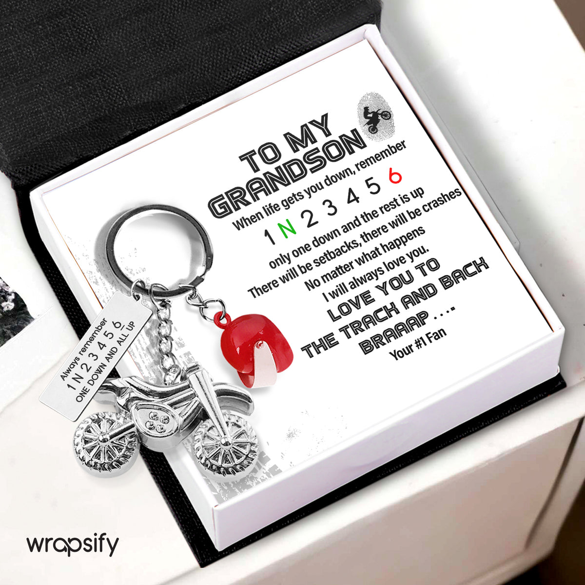 Dirt Bike Helmet Keychain - Biker - To My Grandson - I Will Always Love You - Gkey22002