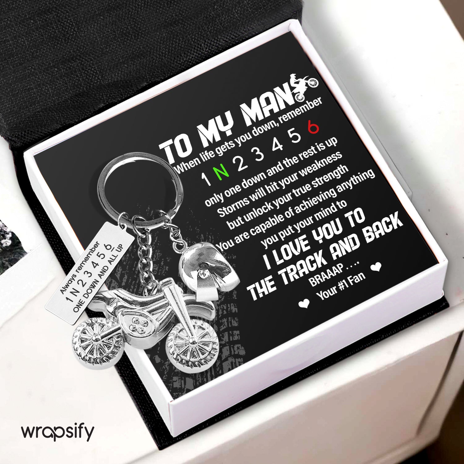 Dirt Bike Helmet Keychain - Biker - To My Man - I Love You To The Track & Back - Gkey26002