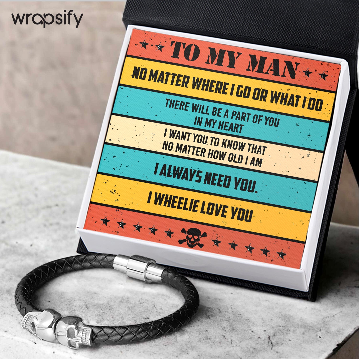 Skull Cuff Bracelet - Biker - To My Man - I Wheelie Love You - Gbbh26034