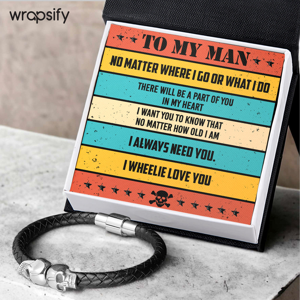 Skull Cuff Bracelet - Biker - To My Man - I Wheelie Love You - Gbbh26034