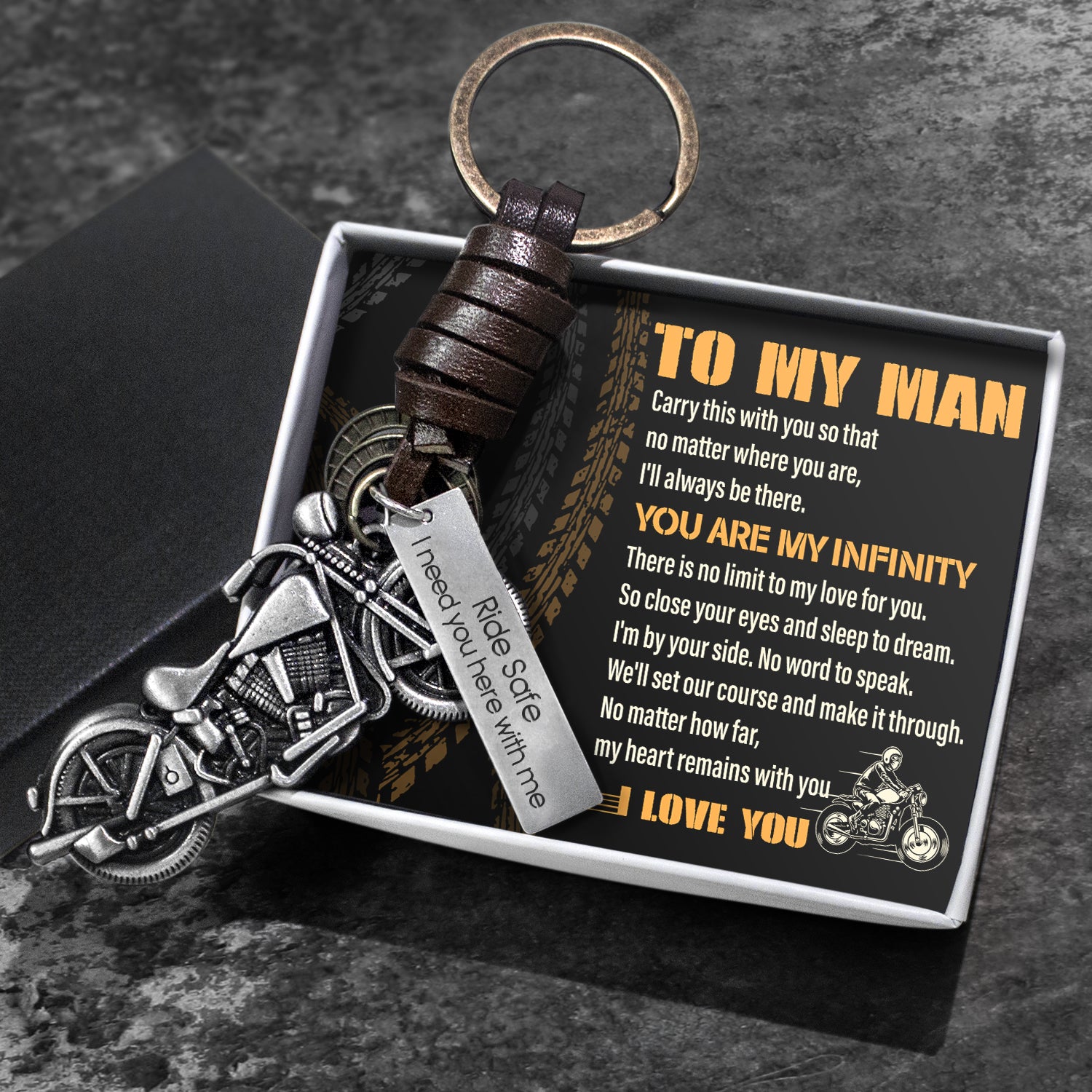 Motorcycle Keychain - Biker - To My Man - Ride Safe I Need You Here With Me - Gkx26028