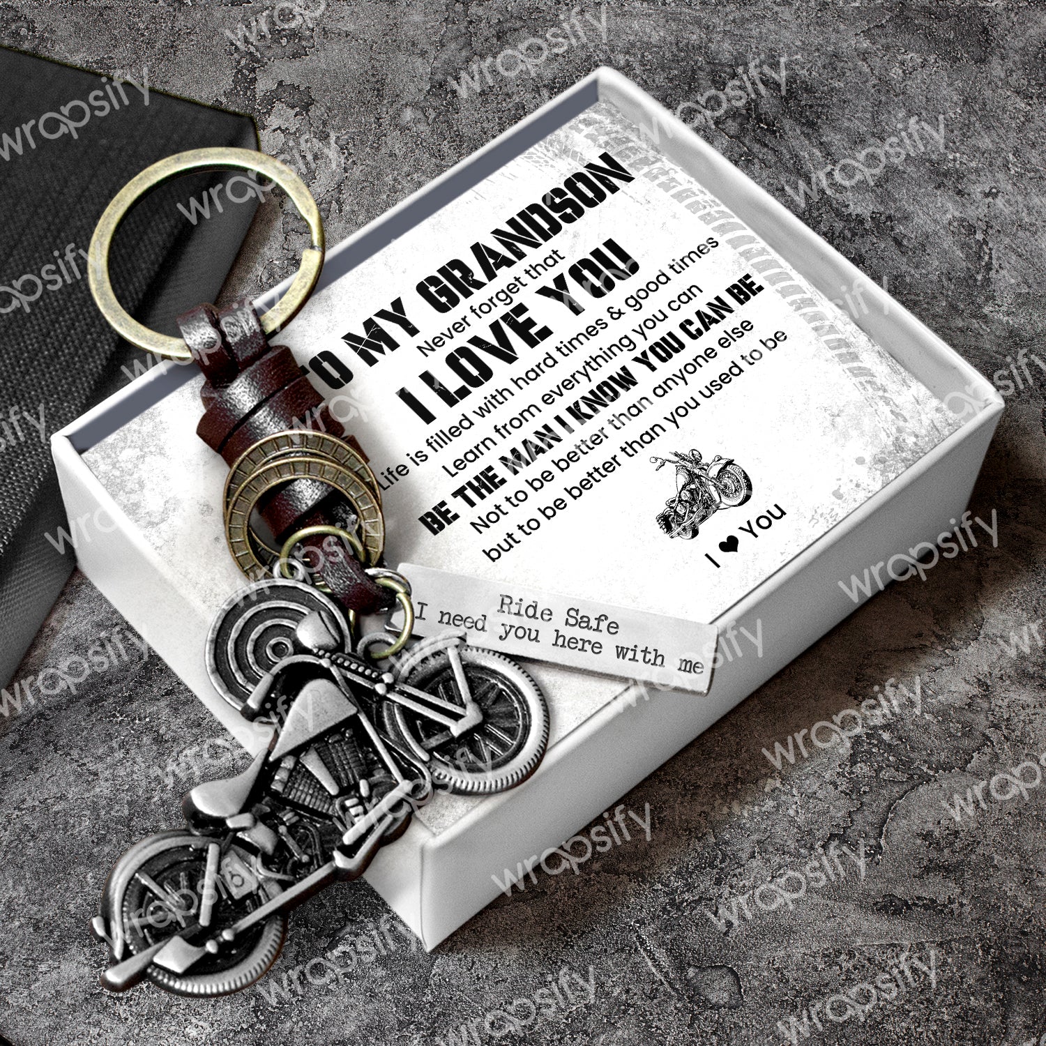 Motorcycle Keychain - Biker - To My Grandson - Never Forget That I Love You - Gkx22001