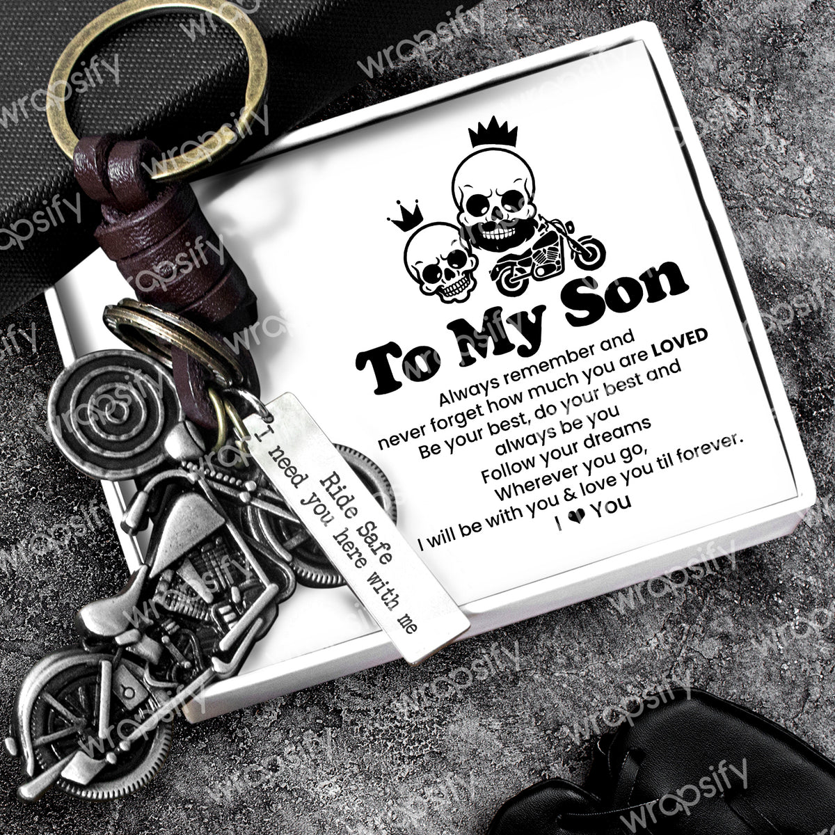 Motorcycle Keychain - Biker - To My Son - Ride Safe I Need You Here With Me - Gkx16016