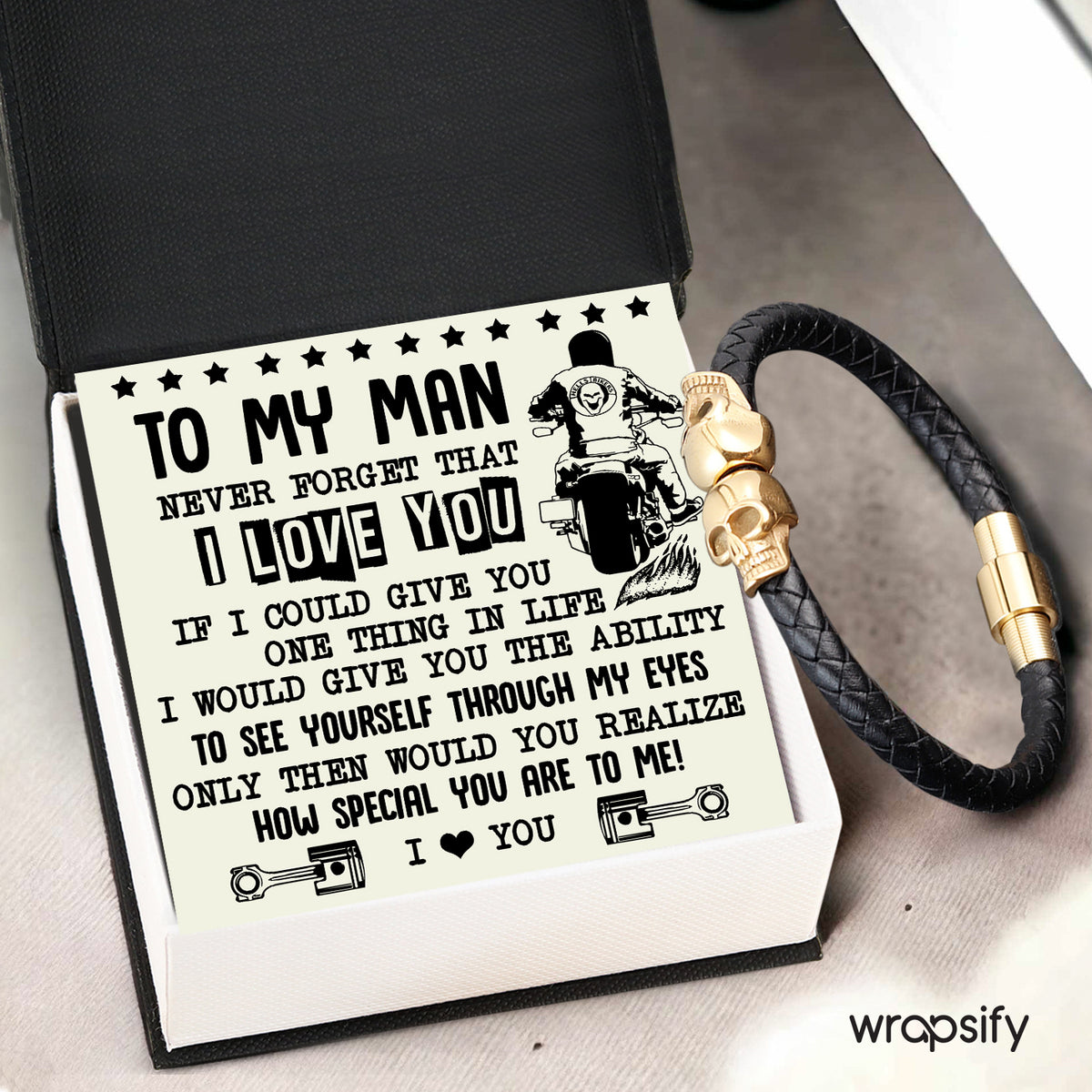 Skull Cuff Bracelet - Biker - To My Man - How Special You Are To Me - Gbbh26031