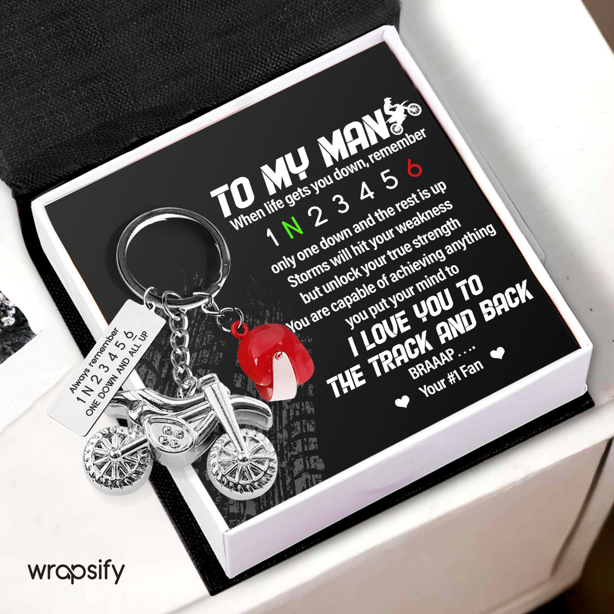 Dirt Bike Helmet Keychain - Biker - To My Man - I Love You To The Track & Back - Gkey26002