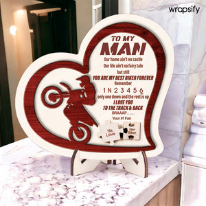 Wooden Dirt Bike Sign - Biker - To My Man - I Love You To The Track & Back - Gan26010
