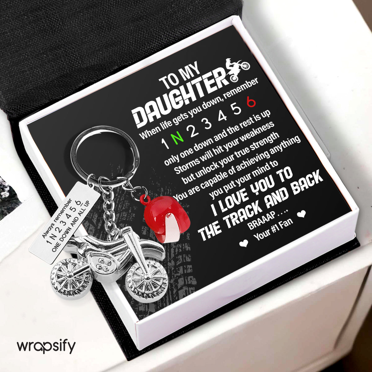 Dirt Bike Helmet Keychain - Biker - To My Daughter - I Love You To The Track & Back - Gkey17001