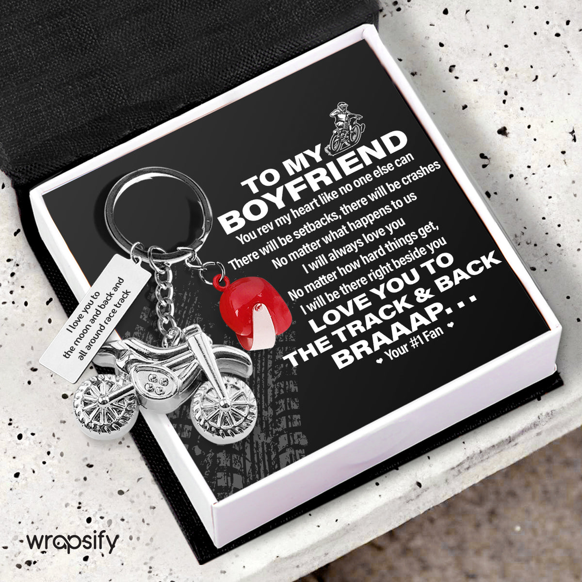 Dirt Bike Helmet Keychain - Biker - To My Boyfriend - I Will Be There Right Beside You - Gkey12006