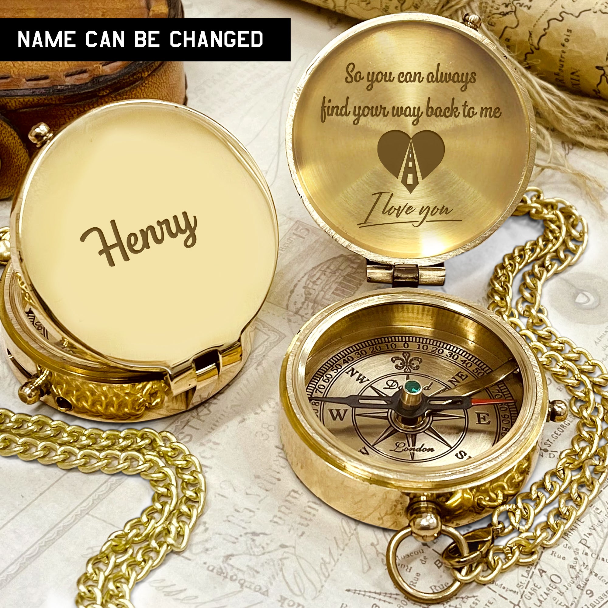 Wrapsify Personalized Engraved Compass - Family Gift Ideas For Men, Women, Husband, Boyfriend, Wife, Girlfriend - Gpb14001